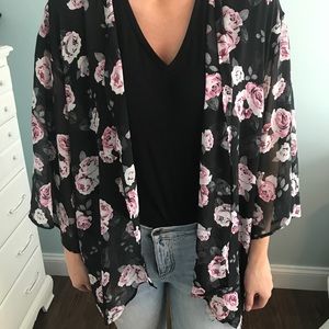 Long floral kimono